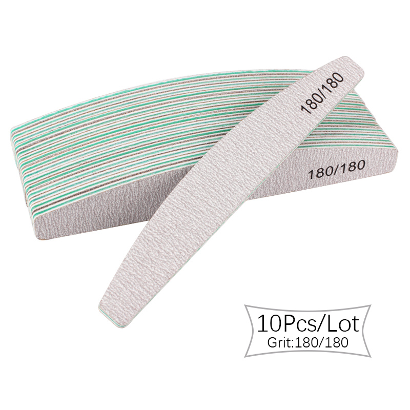 5pz/10pz lime per unghie colorate per barche in carta vetrata 80/100/150/180/240 tampone di carta vetrata grigia smeriglio bordo manicure accessori per unghie: 10pezzi 180-180 Grit