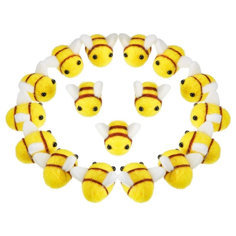 20 Pcs Wool Felt Bumble Bee Craft Decor Ball for Christmas Clothing Tent Crafts N0HD