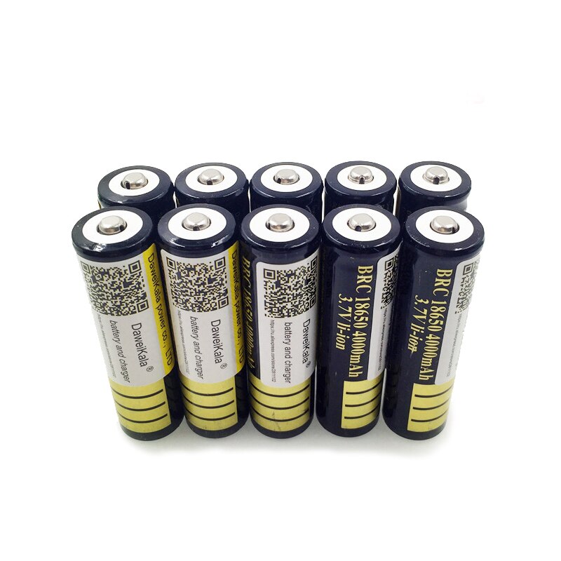 10pcs 18650 battery 3.7V 4000mAh rechargeable liion battery for Led flashlight Torch batery litio battery+: 10pcs