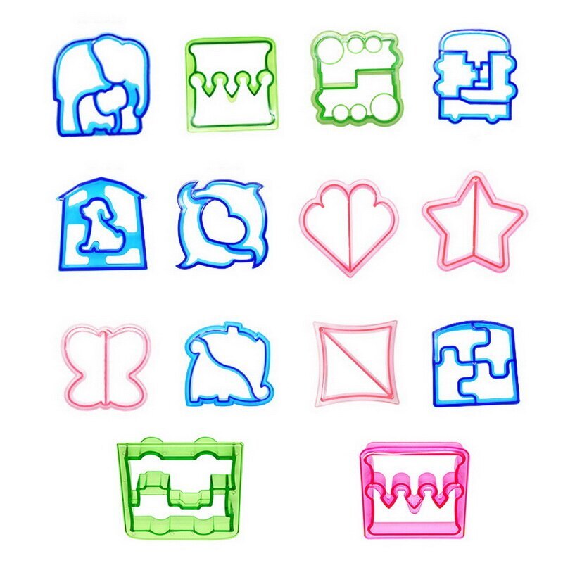 12pcs/set 14 Models Puzzle Kids DIY Lunch Sandwich Toast Cookies Mold Cake Bread Biscuit Food Cutter Mould^