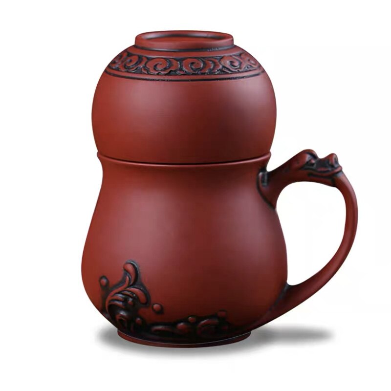 Traditionele Chinese Paarse Klei Cup Yixing Handgemaakte Drinken Theekopje Kantoor Water Mok Met Deksel En Filter Kung Fu Drinkware: E