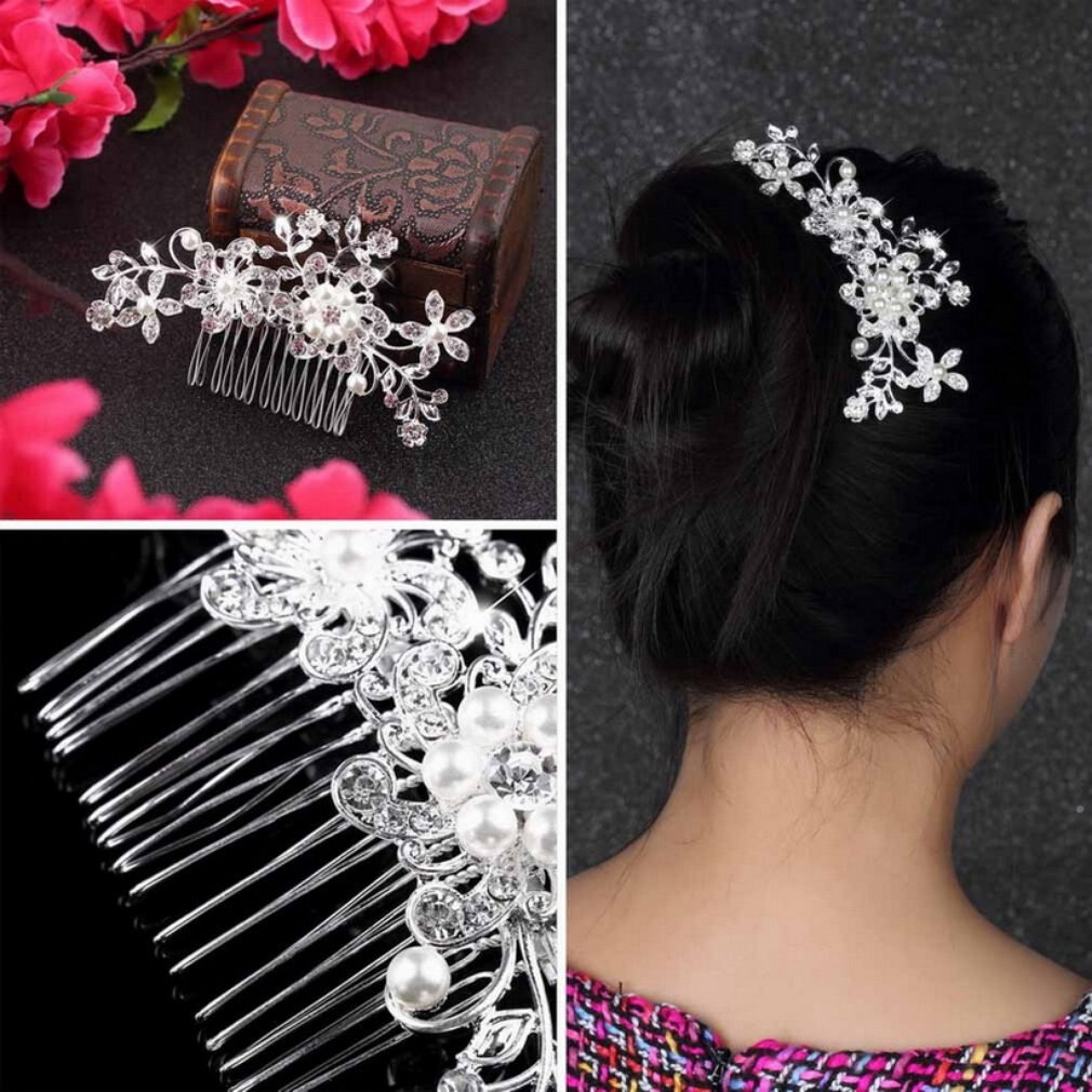 Bruids Haar Kam Kristal Tiara Imitatie Parels Prachtige Haar sieraden Bruiloft Decoratie Mode sieraden Accessoires