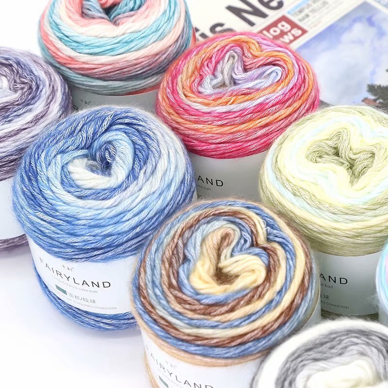100g Rainbow Color Hand-woven Cotton Yarn Soft Crochet Thick Yarn For Hand Knitting Warm Sweater Sofa Cushion Scarf DIY