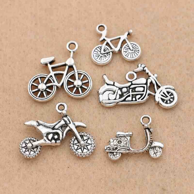 10 stk antik forsølvet cykel charms vedhæng armbånd halskæde smykker fremstilling tilbehør gør-det-selv 20 x 19mm