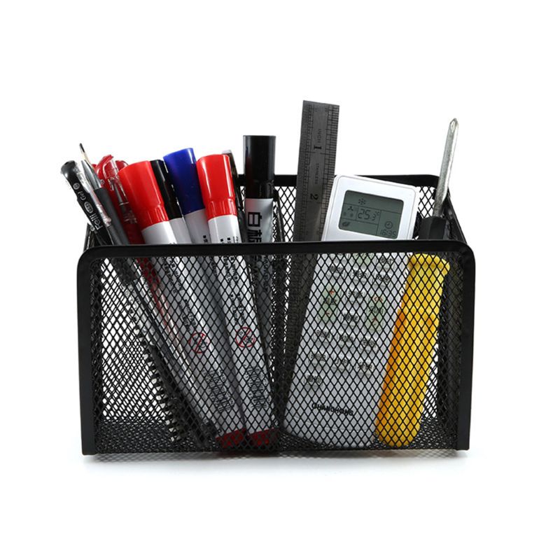 Metal Wire Mesh Magnetic Basket Storage Box Blackboard Chalk Pen Pencil Makeup Storage Organizer