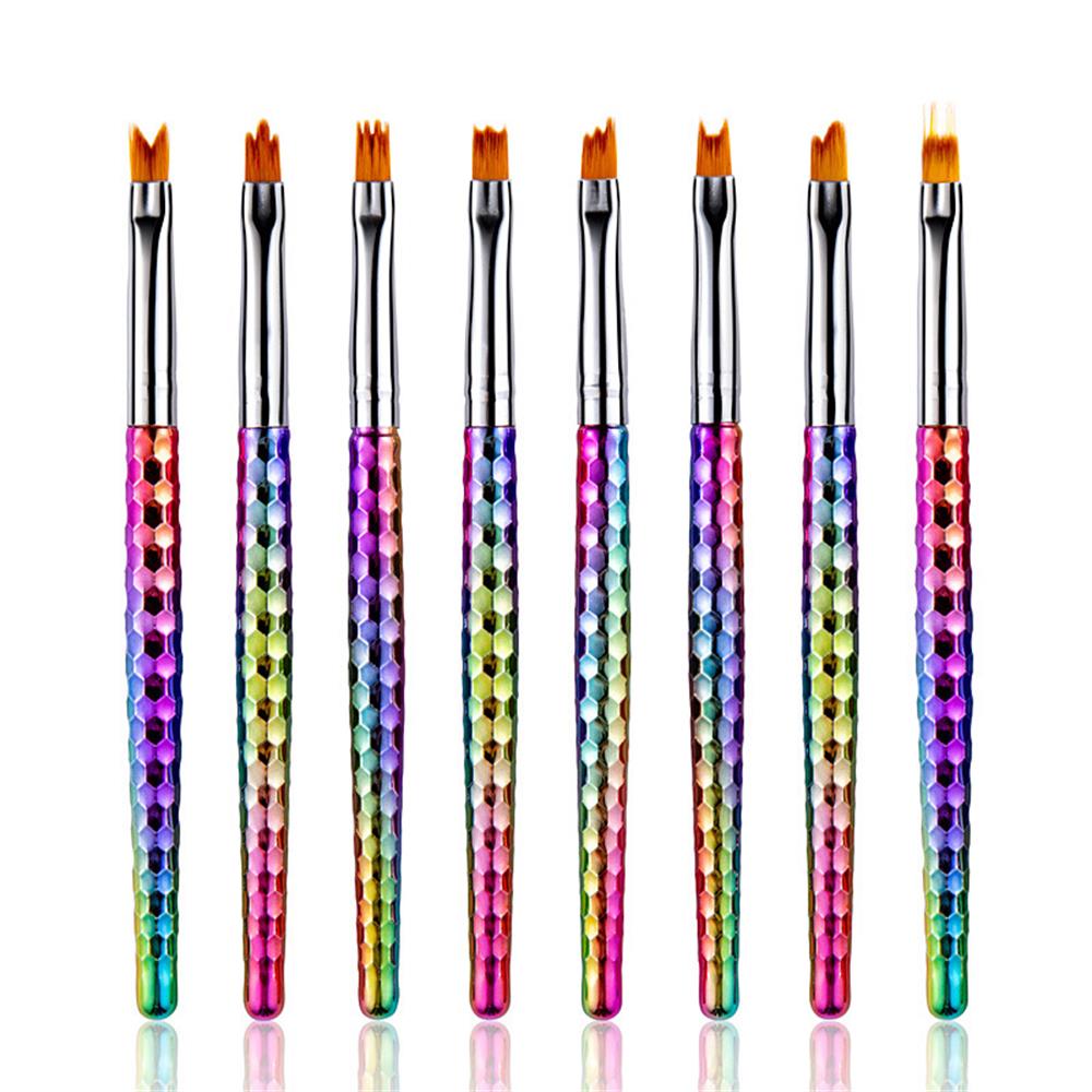 Pincel acrílico con mango de madera para manicura, pincel de dibujo de flores para pintura de uñas, 1/3/8 piezas: 8PCS