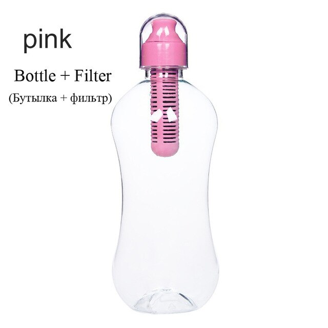filtro de hidratación al aire libre de 18,5 onzas, botella de filtro de carbón activado para bicicleta: Pink