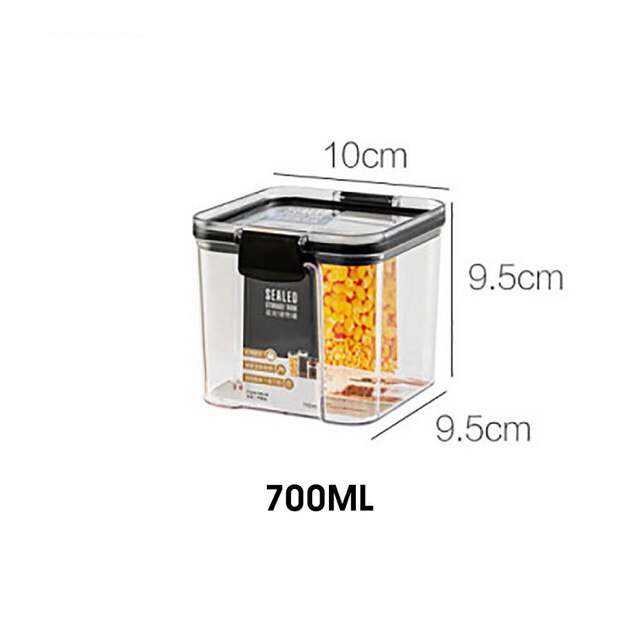 700/1300/1800ml voedselcontainers koelkast plastic keuken noedeldoos meergranen opslagtank transparante verzegelde blikken: B