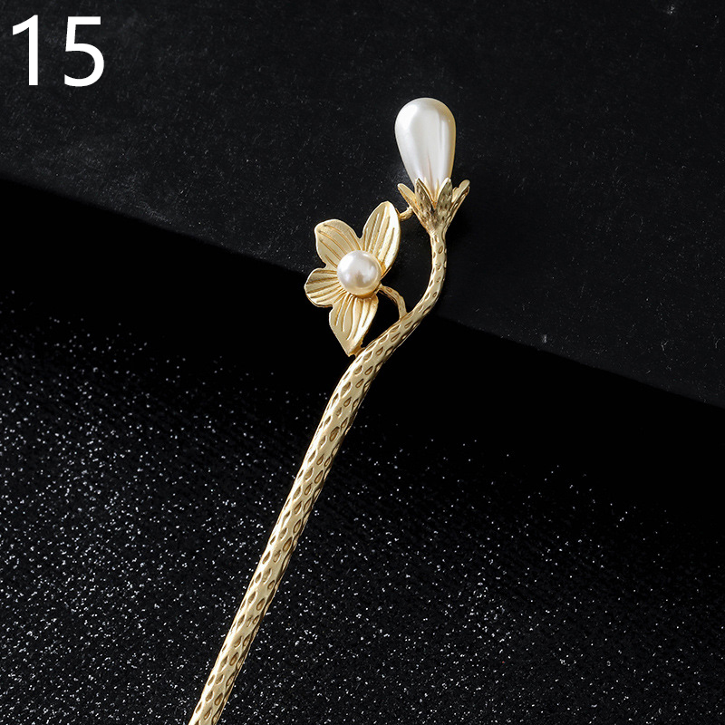 Vintage Hair Sticks Pick For Women Girls Metal Hair Pin Clips Chinese Style Hair Chopsticks Hairpins Jewelry Accessories: 15