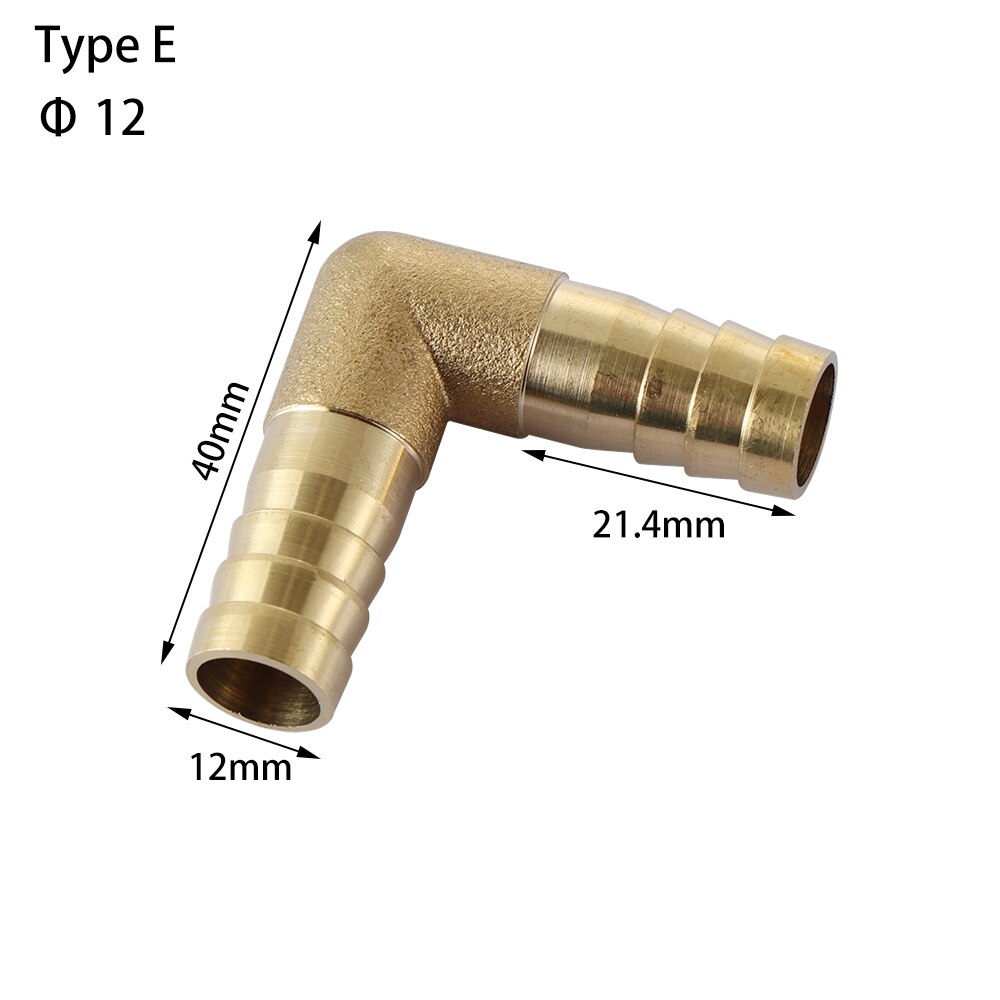6/8/10/12mm connettori per tubi flessibili raccordo per tubo flessibile in ottone raccordo a gomito, gomito, croce, t, Y, connettore paratia: Type E 12mm