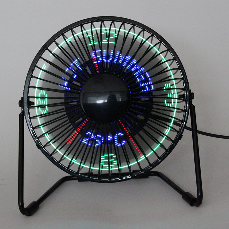 superventas USB reloj LED Mini ventilador con visualización de la temperatura en tiempo Real de escritorio 360 ventiladores de refrigeración de la Oficina para el hogar QJY99