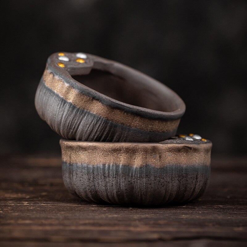 Grande tasse de maître de graine de Lotus, bol de thé en céramique de glaçure de fer de dorure de Style japonais, tasse de thé de Kung Fu simple
