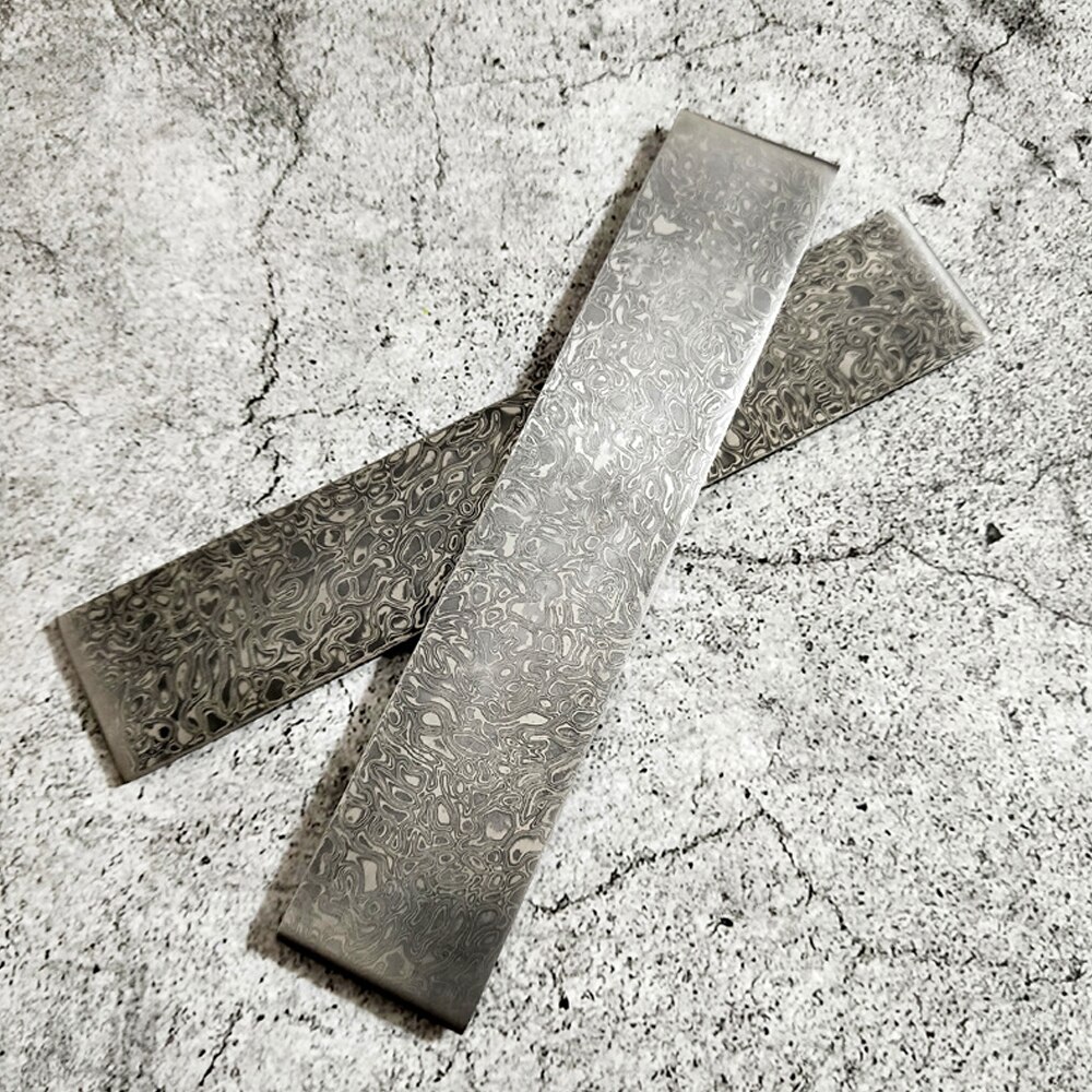 Cortador de barra de acero damasco, materiales de fabricación DE CORTADOR artesanal, patrón de acero, cuchilla en blanco, ha sido tratamiento térmico