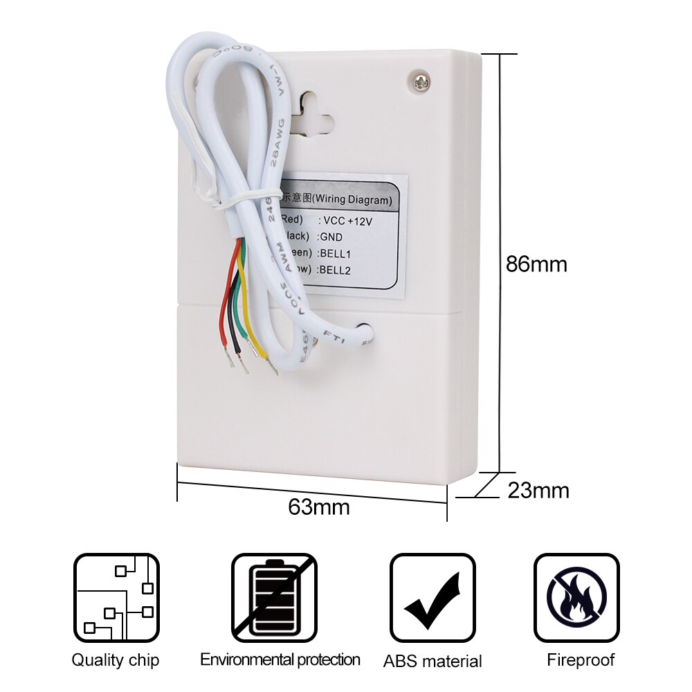 OBO Hands Wired Door Bell DC12V Door Ring for Access Control System Kit No Need Battery Dingdong Musical Chime ABS Plastic White