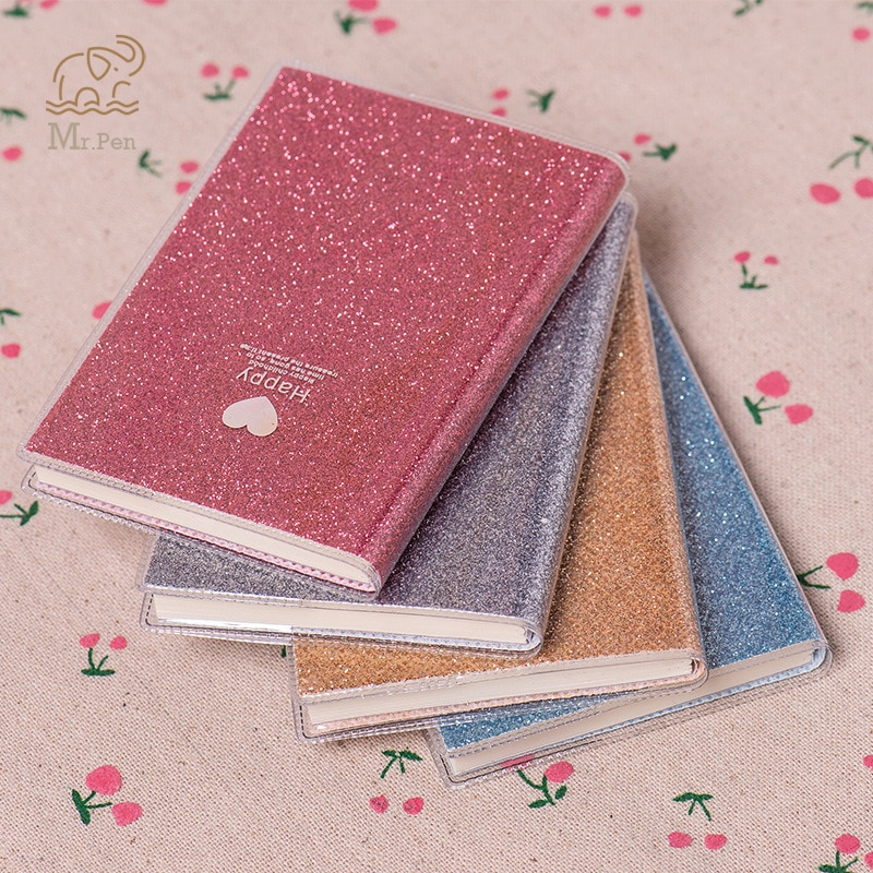 Mini cuaderno de corazones de PVC, Agenda escolar brillante, cuaderno Kawaii de papel, Agenda, Agenda, cuaderno de bocetos, para niñas