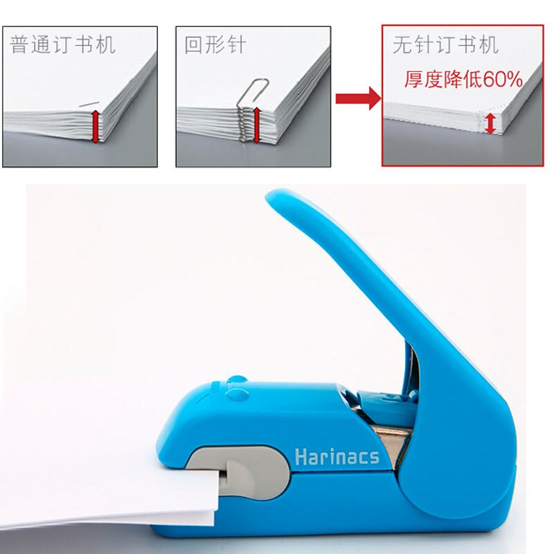 Japan KOKUYO Staple Free Stapler Harinacs Press &amp; Safe Student Stationery For 5 sheets