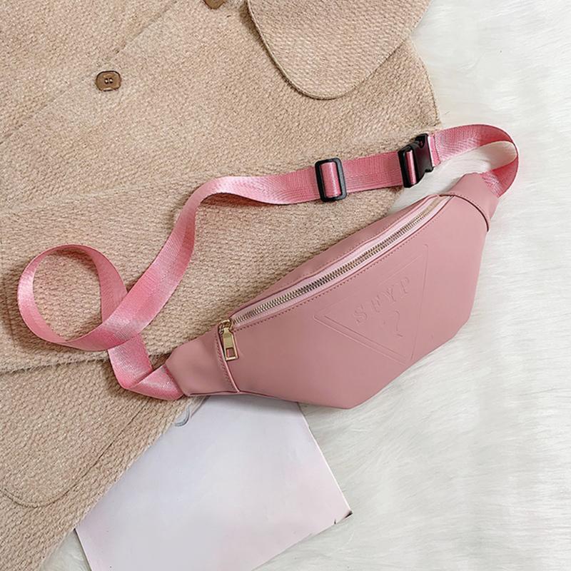 Enfärgad midjepack dam fanny bröstväska kvinnlig avslappnad dragkedja enkel pu läder crossbody axelväskor