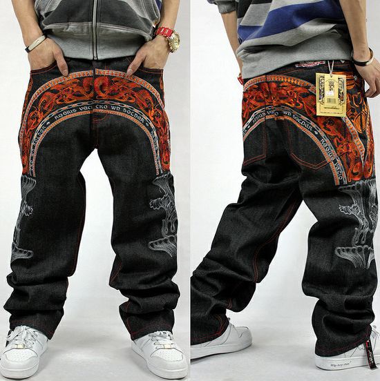 Male Street Skateboard Baggy Jeans Mens Hip Hop Rock Loose Trousers Big Size Rap Pants For Rapper's Waist Size 30-42: 42
