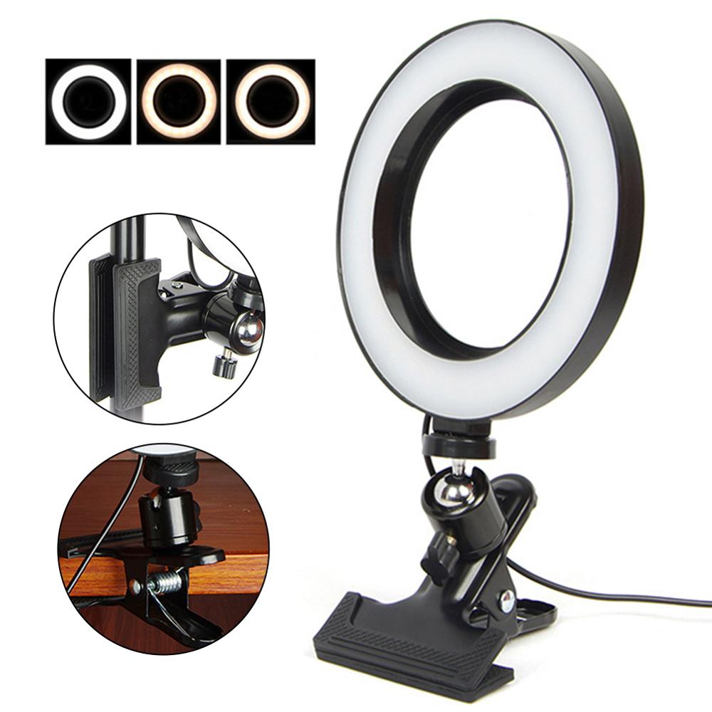 Regulable LED anillo de luz autofoto con soporte USB Selfie anillo de luz lámpara grande fotografía Ringlight para ordenador PC y portátil: Default Title