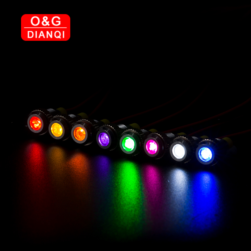 10Mm Metalen Led Licht Rood Groen Waarschuwing Indicator Light 6V 12V 220V Led Indicator Licht Waterdicht pilot Signaal Lamp Met Draad