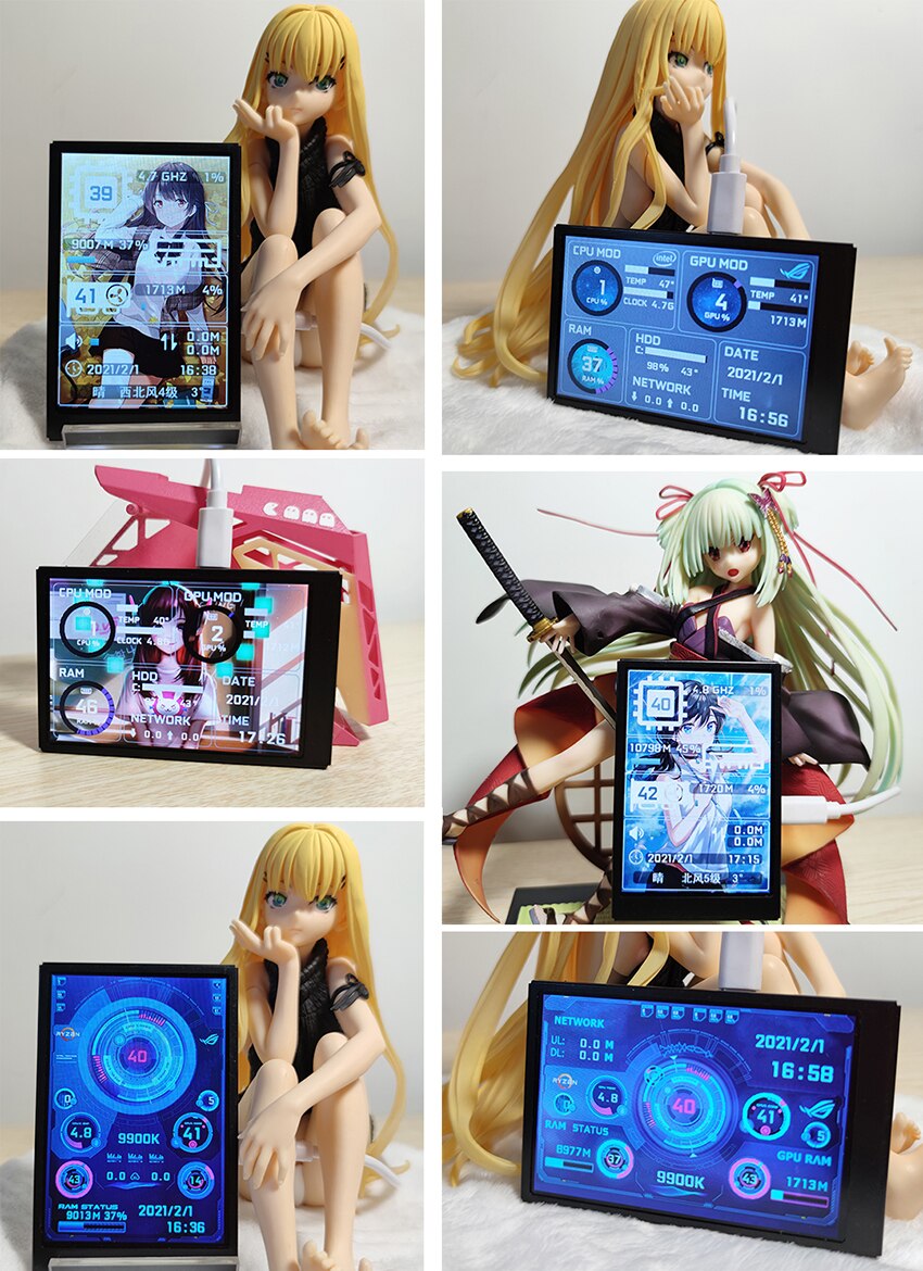 3.5 Inch 320*480 Mini Capacitive Screen IPS Module For Aida64 Chassis USB Computer Monitor USB LCD Display PC MOD Case