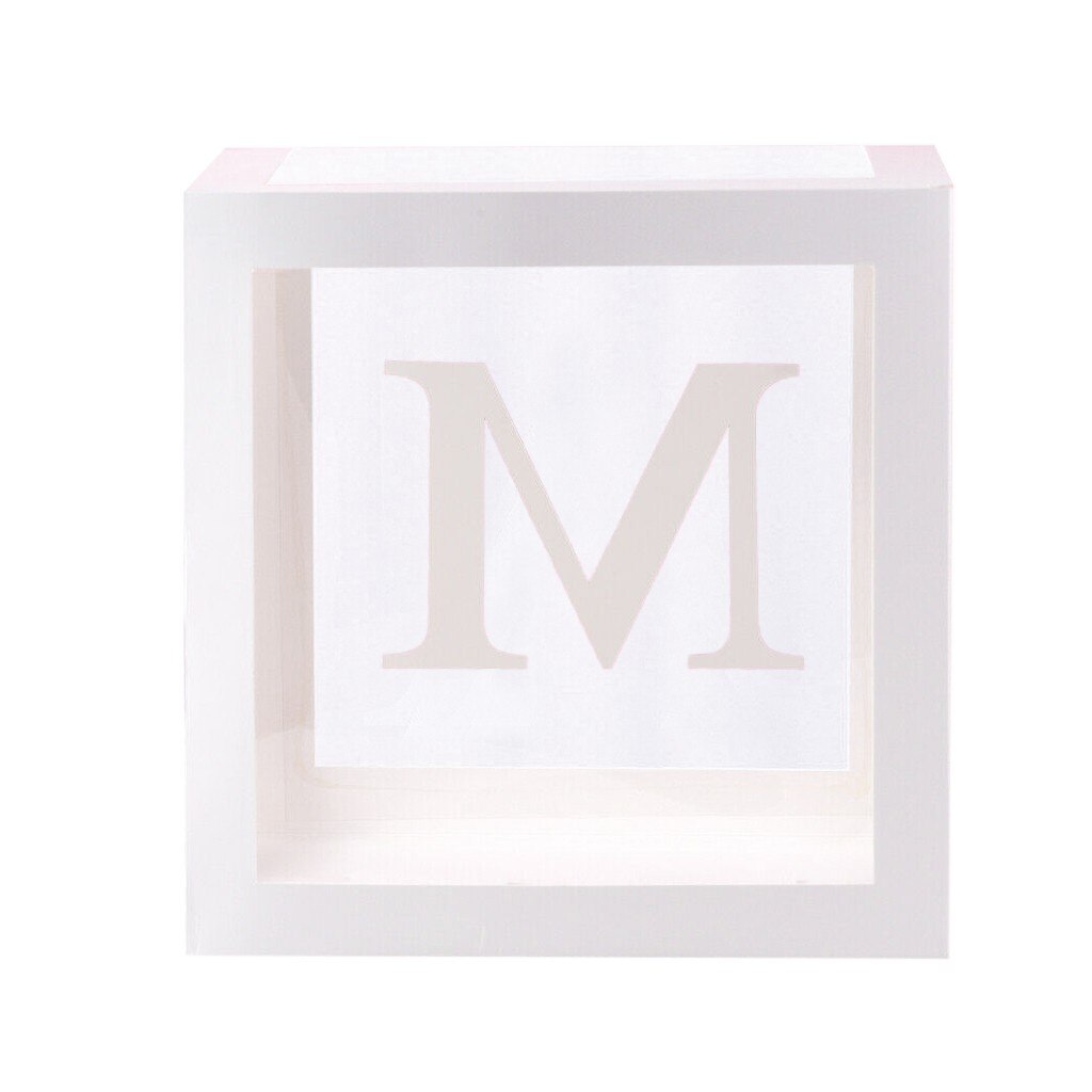 Lettre A-Z Cube Transparent coffrets enfant anniversaire bébé douche fête décoration emballage buffalo plaid emballage boîte: M