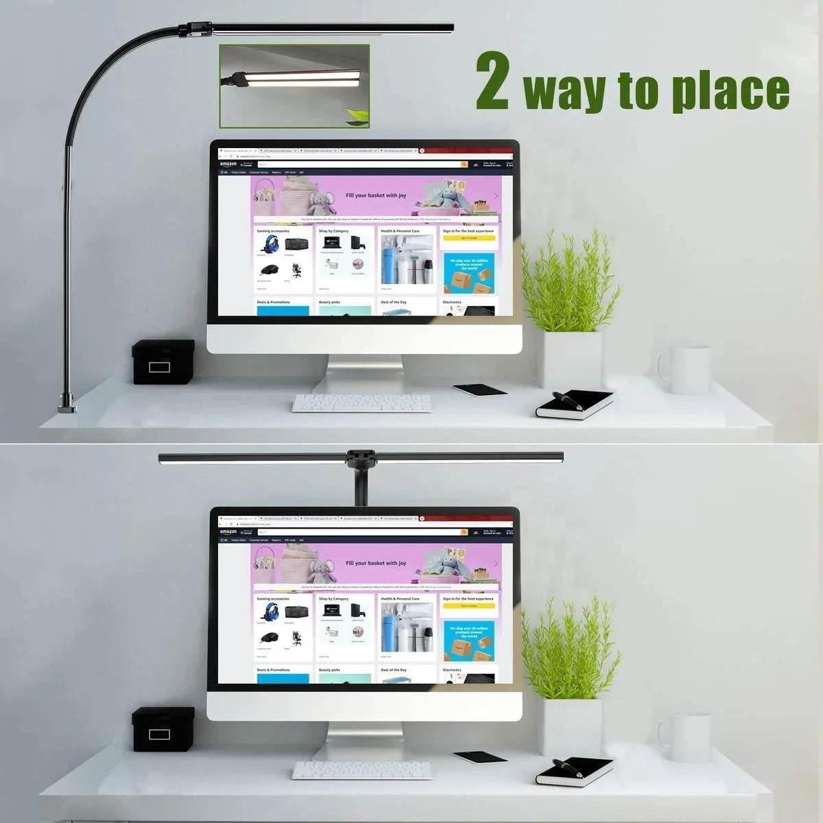 Lampada da scrivania a doppia testa singola con clip a LED Lampade da tavolo per computer dimmerabili Lampada da tavolo per architetto con luce per monitor per luci da lettura per ufficio