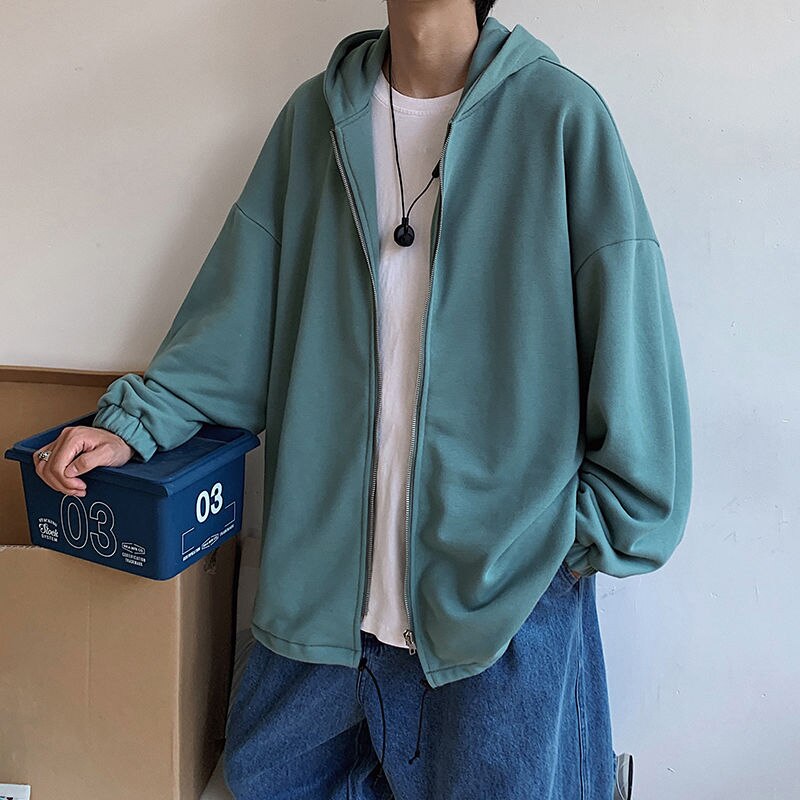 Rits oversized hoodie heren harajuku hoodie trui shirt japanse streetwear hiphop los casual herfst: Blauw / Xxl