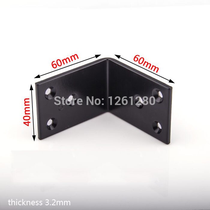 Coin en métal noir de 60mm | , raccord de meuble en fer épais, matériel de bricolage, renfort de pièces ménager
