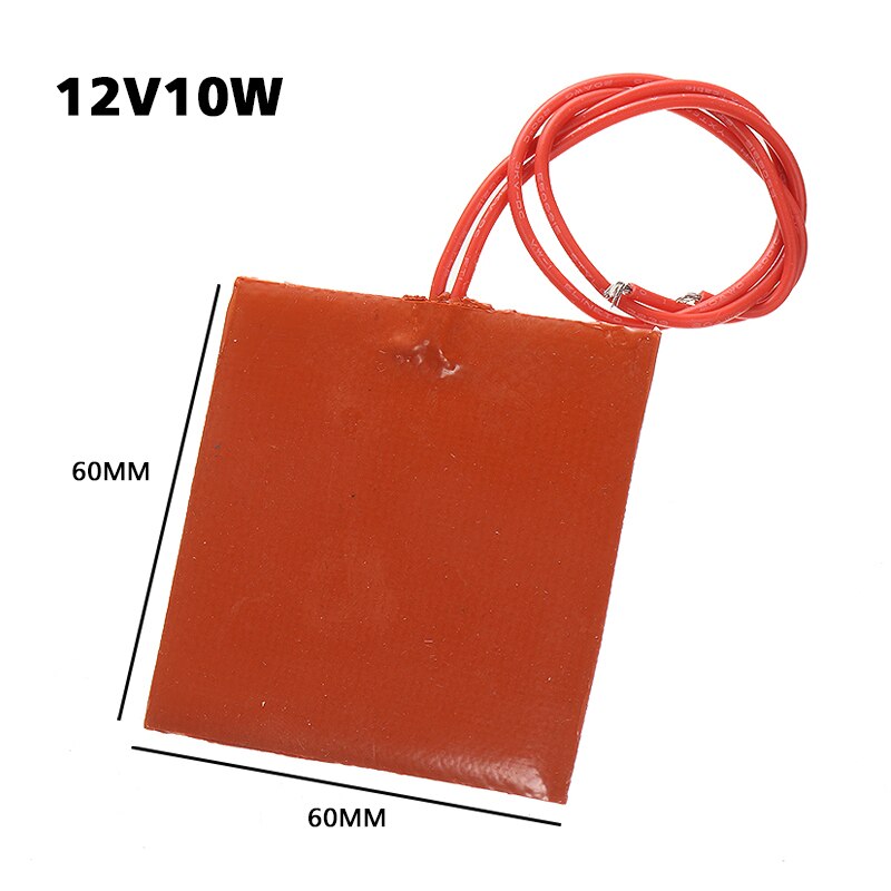 1pc 12V 10W Silicone Heating Plate Rubber Heat Mat Heated Bed Plates Flexible Waterproof Printer Tools