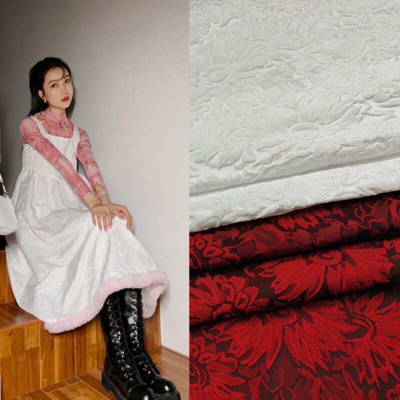 Custom Chrysant Brokaat Geweven Jacquard Stof Mode Jurk Cheongsam Garen Stof Voor Naaien Door De Meter