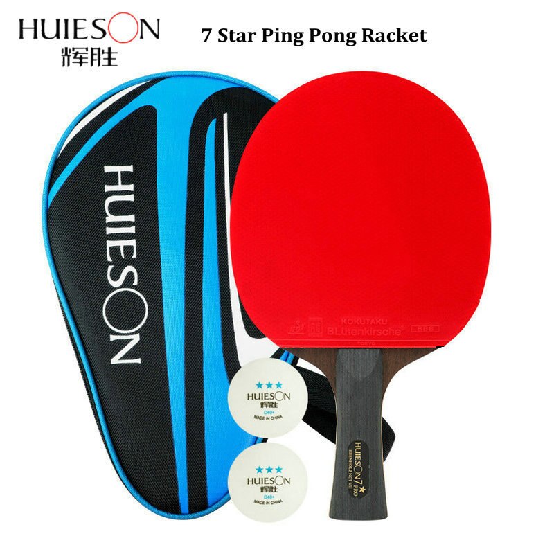 Huieson Tafeltennis Racket 7/8/9 Star Ping Pong Racket Lange Steel Korte Steel Dubbele Puistjes + 2 Stuks professionele Game Ballen: 7 star Long Handle