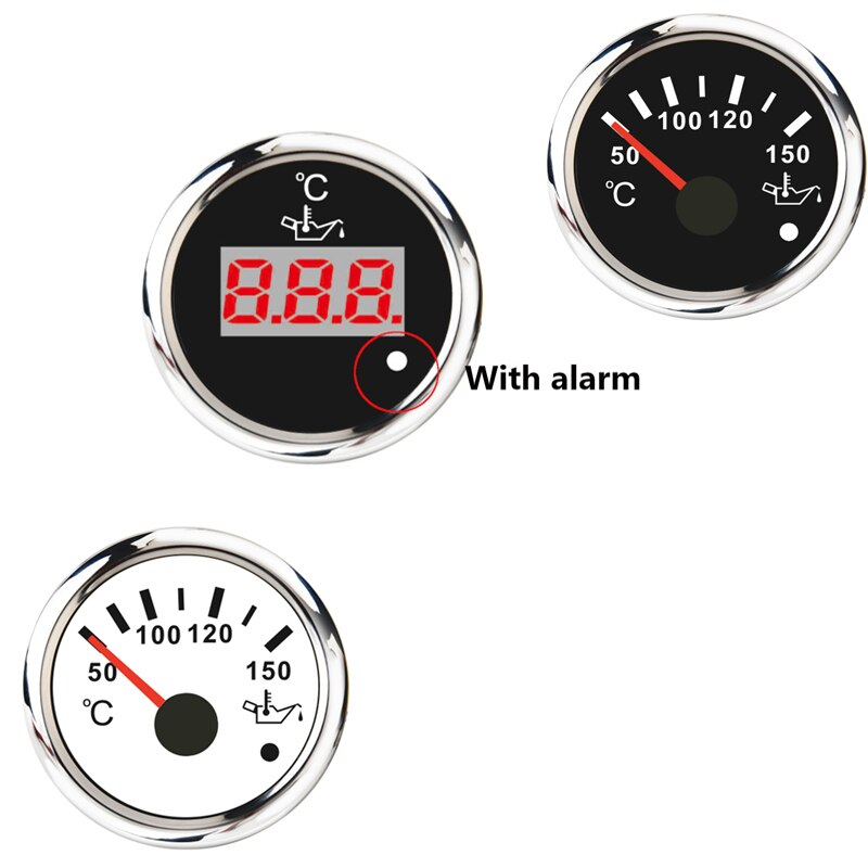 52Mm Boot Auto Motor Olie Temperatuurmeter 50 ~ 150 Celsius Display Olie Temp Gauge Met Alarm Voor 12V ~ 24V