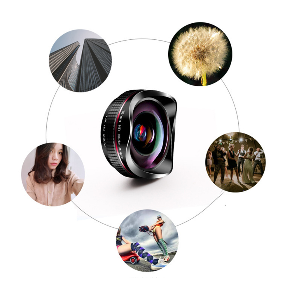 16mm 4k super vidvinkel makrotelefonlinse 2 in 1 15x forvrængningsfri hd universal clip kamera linsesæt til iphone android linse