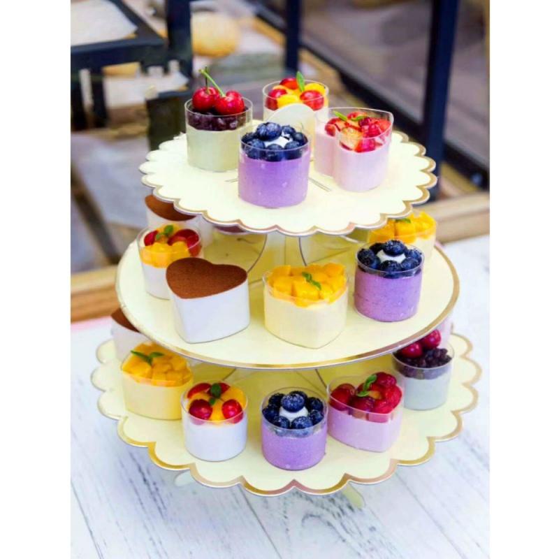 3-layer Paper Cake Stand Round Foldable Cardboard Birthday Wedding Party Dessert Cake Insert Cake Decorating Supplies Cake Stand