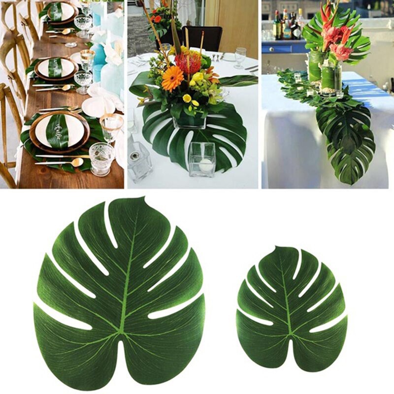 12 stks/set Kunstmatige Tropische Palm Bladeren Voor Hawaiian Luau Party Jungle Strand Thema Party Decoraties #253217