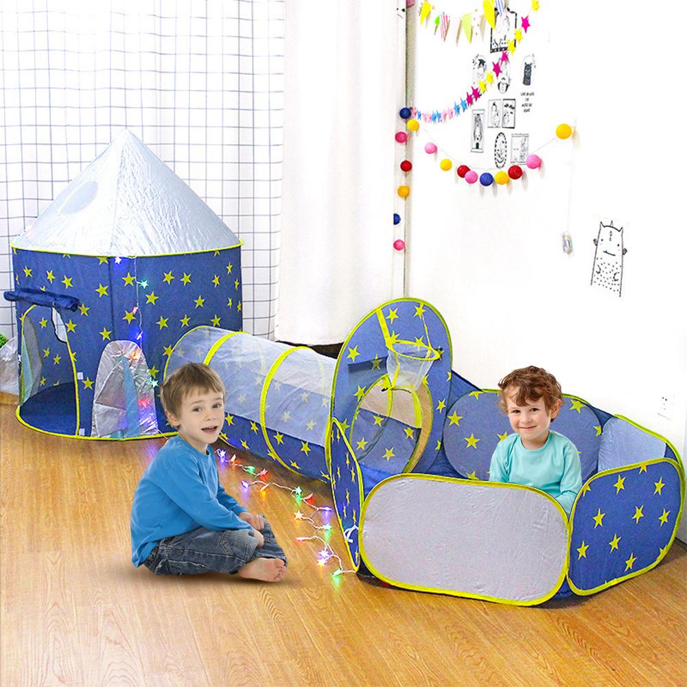 3 In 1 Kinderen Tent Ruimteschip Tent Ruimte Yurt Tent Spel Huis Rocket Play Tent Indoor Kruipen Tunnel kinderen Spelen Huis
