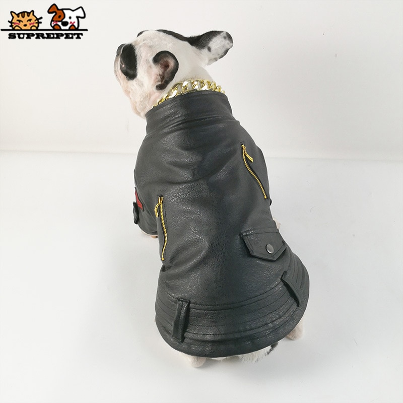 Extreme pet-vêtements pour chiens tendance | Cool, en cuir PU, veste pour chien bouledogue français, vêtements pour chiots, veste de moto manteau pour chiens