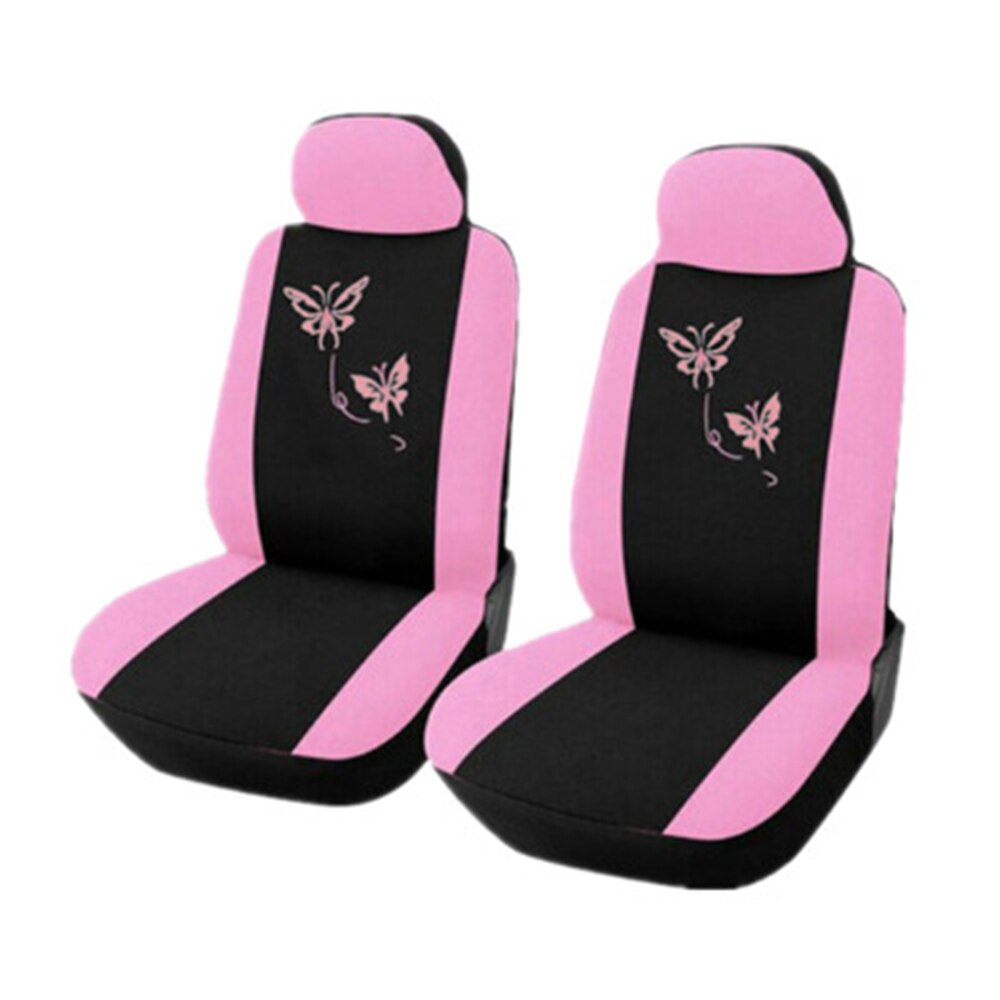 Handmade butterfly embroidery Car Seat Cover 100% Breathable Washable fit most automobile such for Kia for Ford for Hyundai: 2seats-E-pink