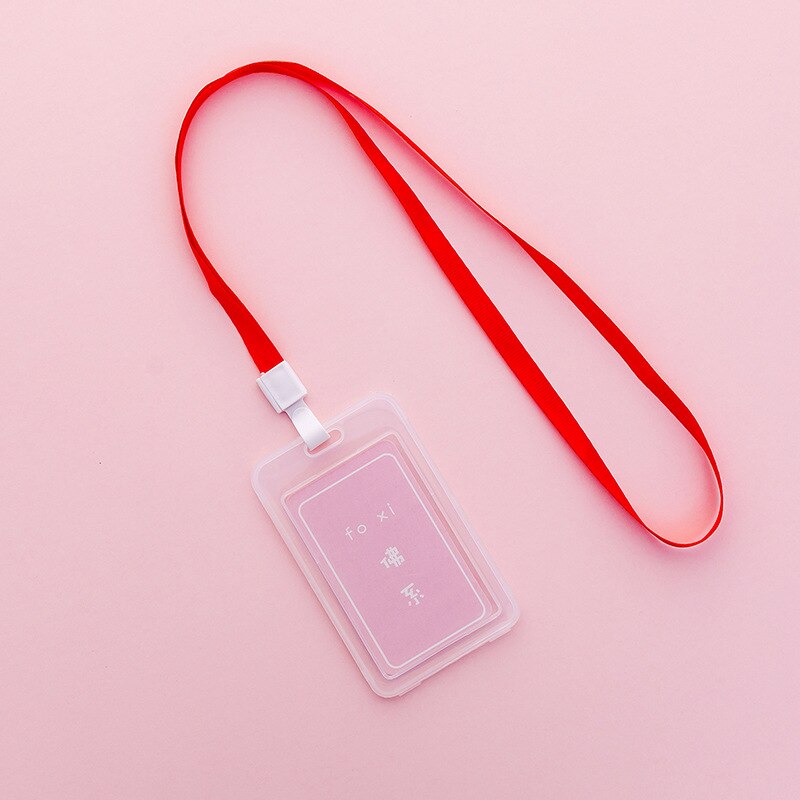 16 Styles Lovely Transparent ID Card Badge Holder Practical Kids Student Use Name ID Card Case Cover With Long Lanyard: M