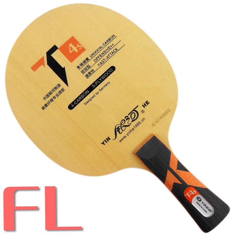 Yinhe t -4 t4s bordtennisblad (t -4s,  hinoki overflade , 5 + 4 carbon  ) t4 ketcher ping pong bat padle: Fl langt håndtag