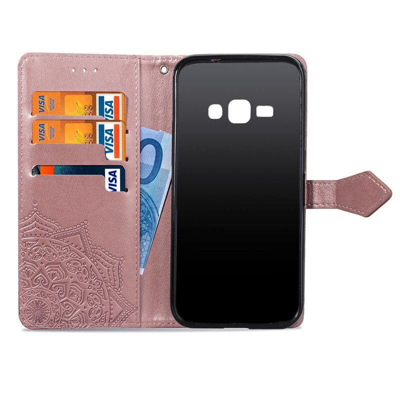 Luxe leren flipcase voor samsung  j1 portemonnee kaarthouder telefoonhoesje voor samsung galaxy  j1 6 j120 j120f j120h cover