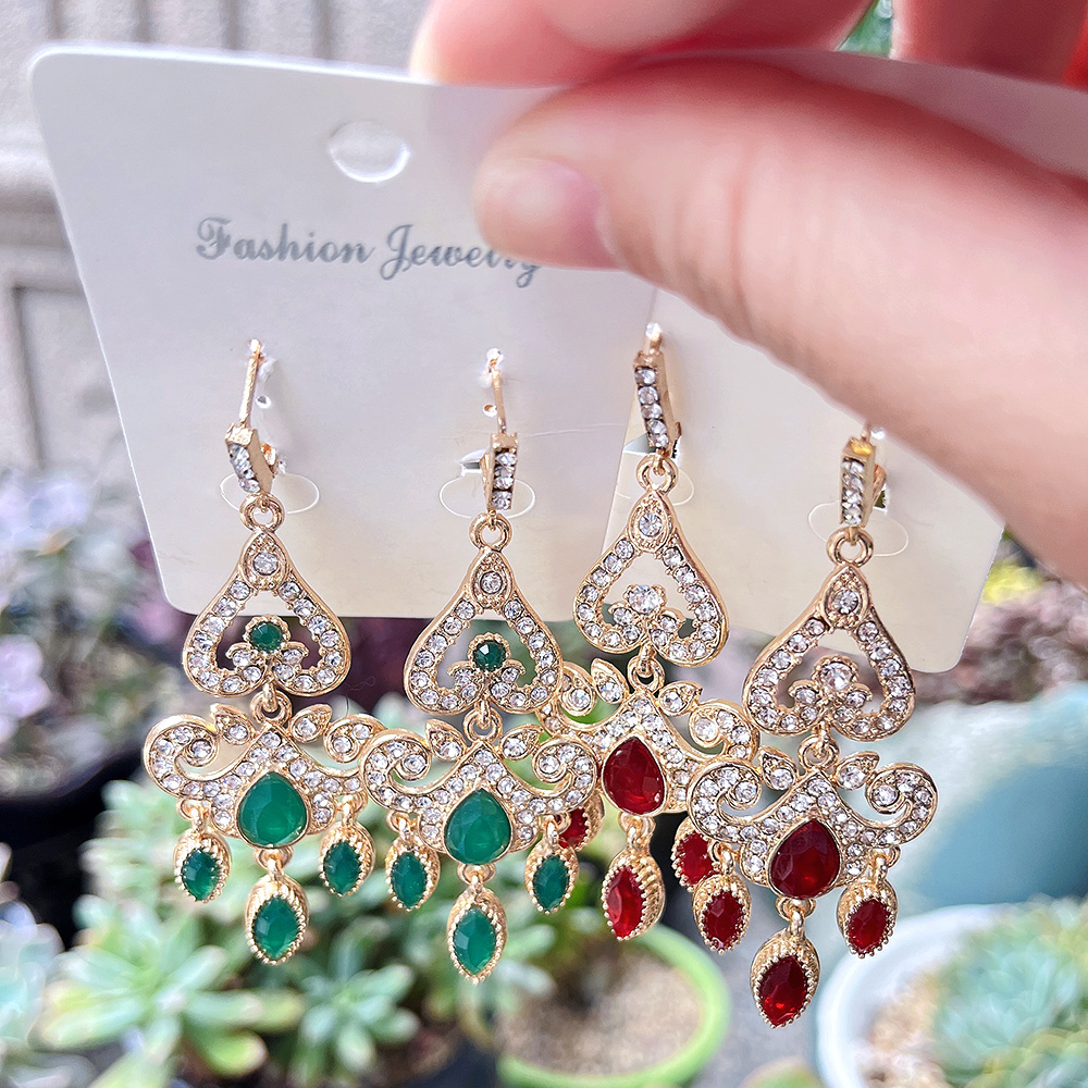 Sunspicems-pendientes de gota árabes de Color dorado de 18K para mujer, cristal de agua, flor de Marruecos y Argelia, joyería para boda, de novia