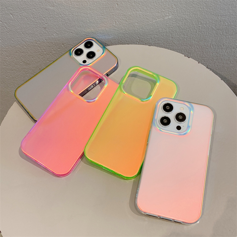 Coque de téléphone pare-chocs antichoc, couleur fluorescente, mat, éblouissante, pour iPhone 15 12 13 16 Pro Max 14 Plus, housse de Protection pour filles