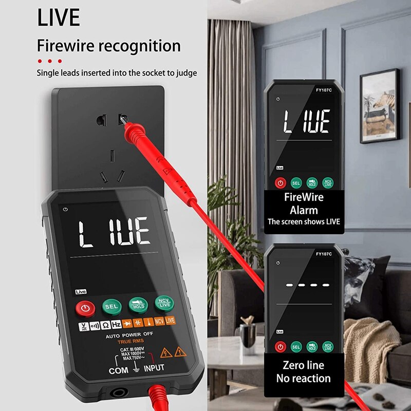 Fashiondigital Multimeter 6000 Counts True RMS AC/DC Voltage Resistance Capacitance Frequency Continuity Diode NCV Test