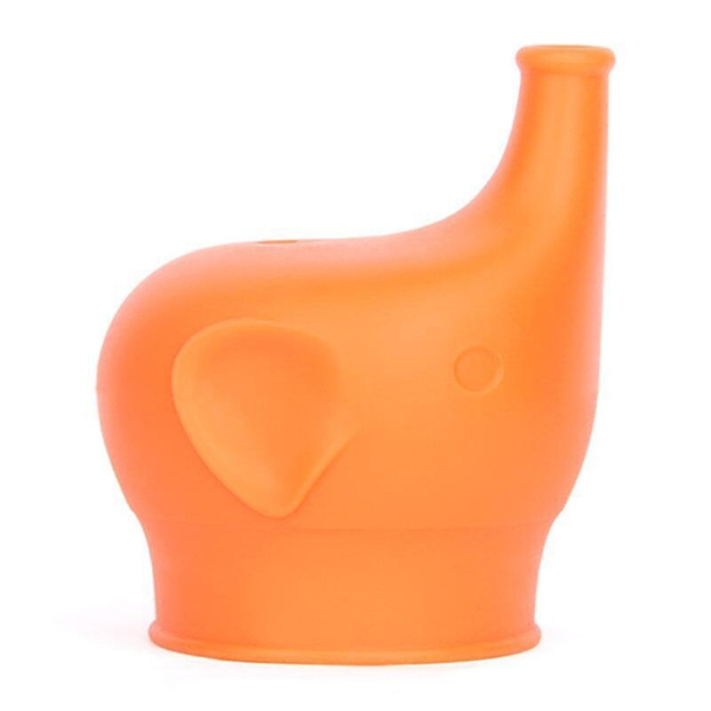 Baby kop sikkerhed genanvendelige covers bærbare børn silikone ensfarvet overfyldt vand kop elefant billede anti skoldning: Orange