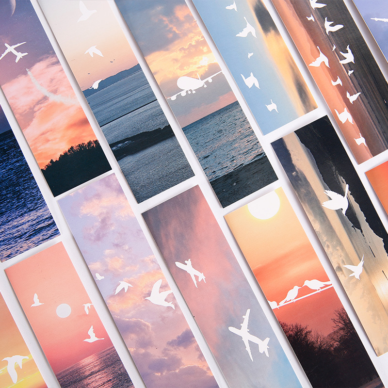 30 Pcs Seaside Sunset Scenery Set Of Cute Bookmarks Unique Book Marks For Book Lovers Aesthetic Kids Bookmarks For Student