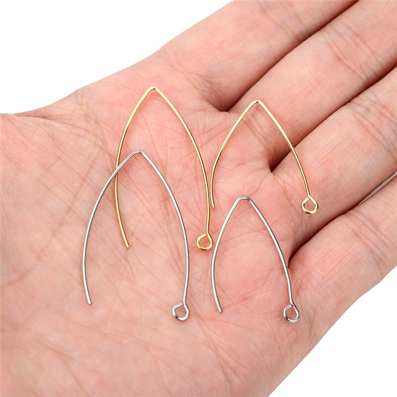 20 unids/lote de ganchos para pendientes en forma de V antialérgicos de acero inoxidable, alambre de cierre para pendientes hipoalergénicos para accesorios de joyería Diy