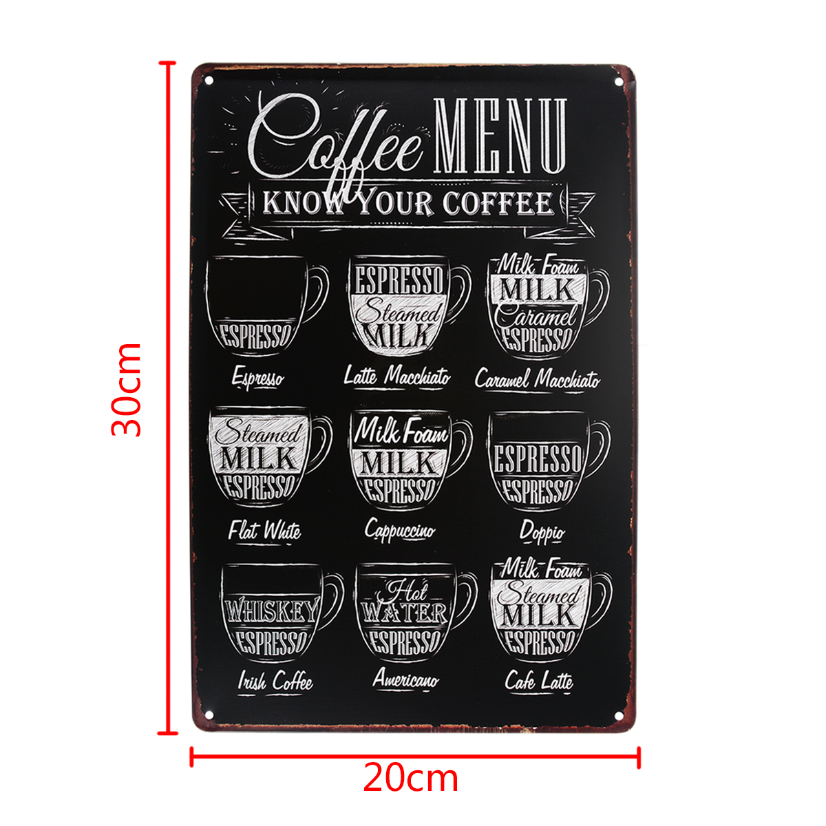 1pc Vintage Coffee Menu Picture Poster Tin Sign Plaque Metal Art Poster Shop Bar Pub Cafe Home Decor Crafts
