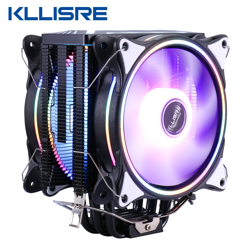 Kllisre cpu køler radiator blæser 6 varmerør rgb pwm 4 pin quiet til inte lga 115x 1200 v3 x79 x99 am4 socket ventilator